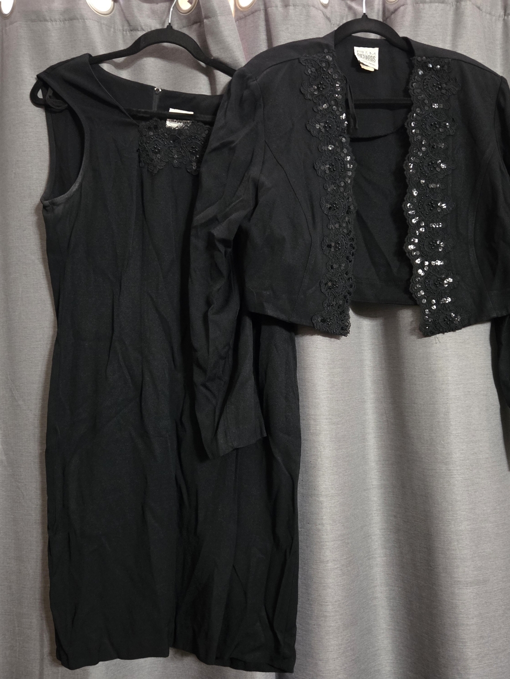 Black Sleeveless Dress with Embellished Bolero Jacket - Wedding Guest